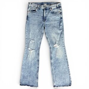 GAP 90s Loose Flare Jeans Mid Rise Distressed Light Wash 28